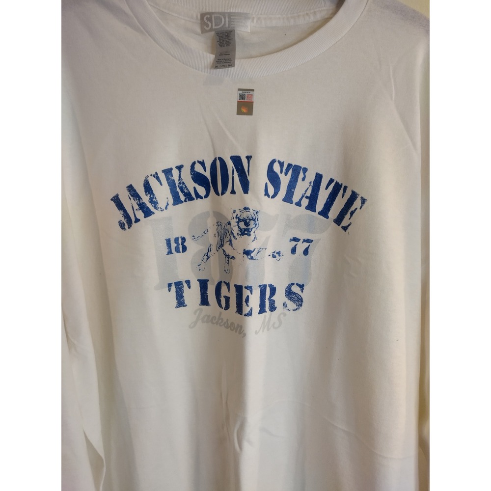 Jackson State Tigers Long Sleeve Shirt White Cotton JSU 1877 Graphic Tee 2XL - Picture 2 of 7
